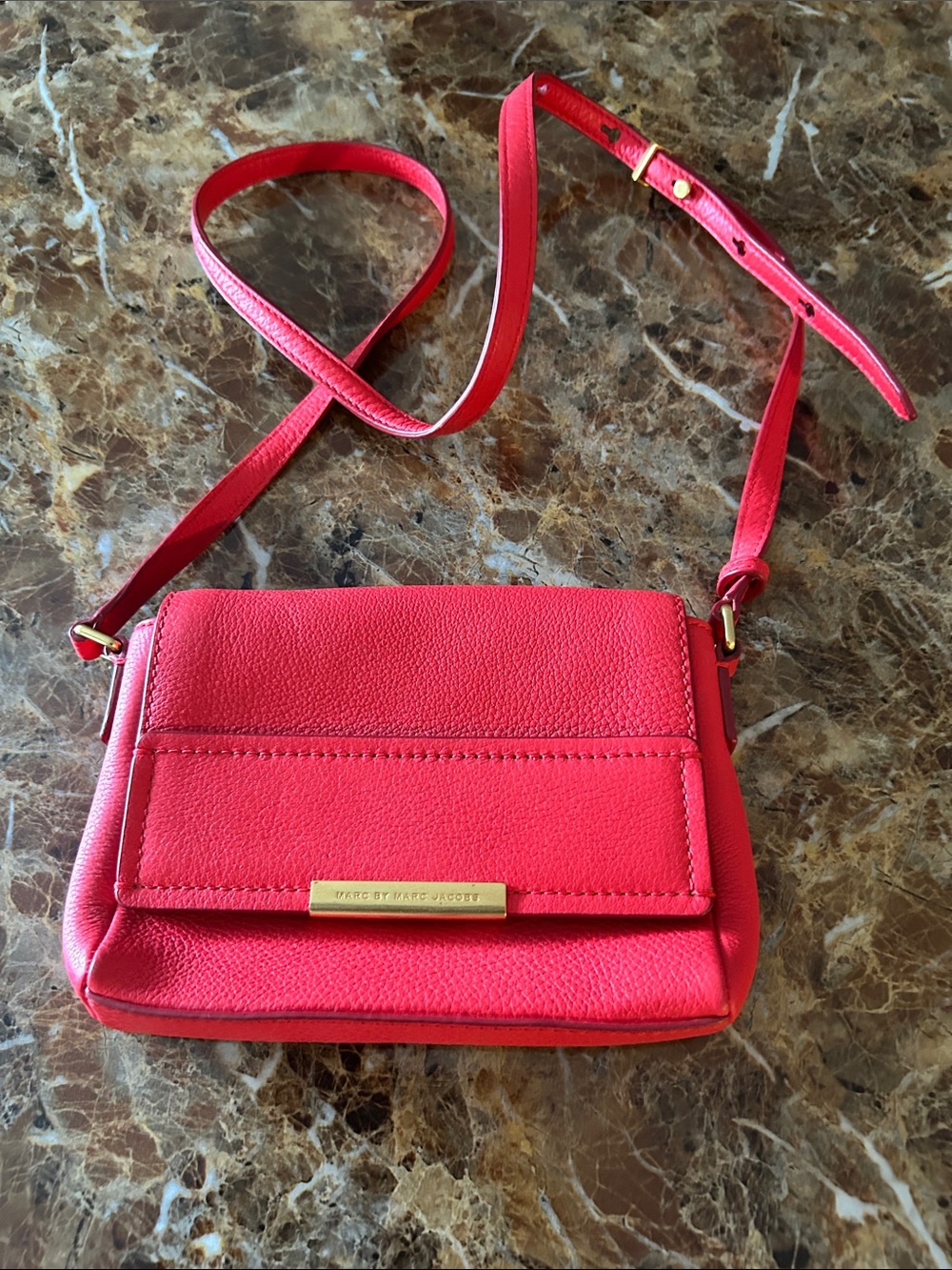 Marc by Marc Jacobs Coral-Red Pebbled Leather Crossbody
